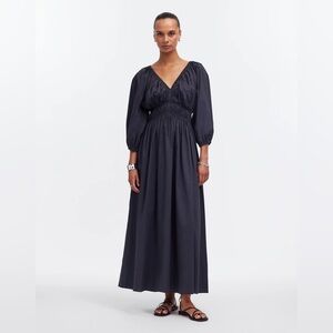 Madewell V-Neck Balloon-Sleeve Maxi Dress Black Petite XS